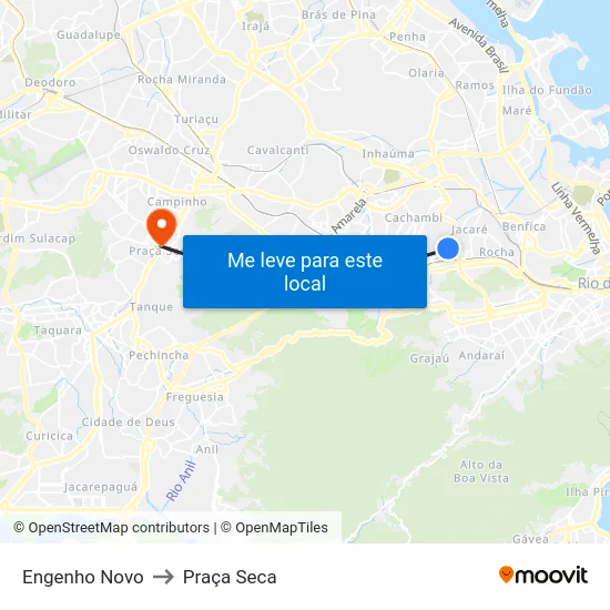 Engenho Novo to Praça Seca map