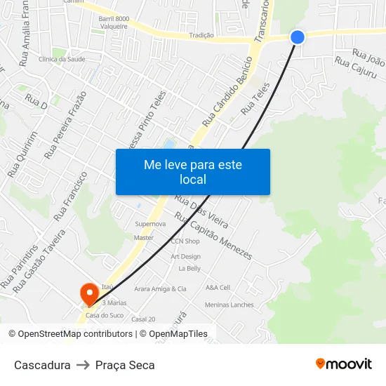 Cascadura to Praça Seca map