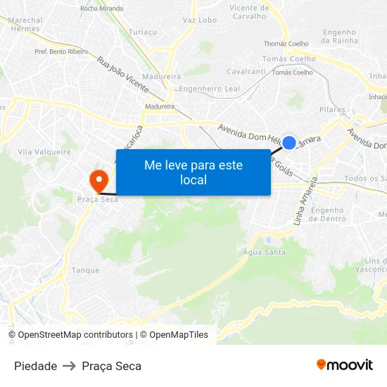 Piedade to Praça Seca map