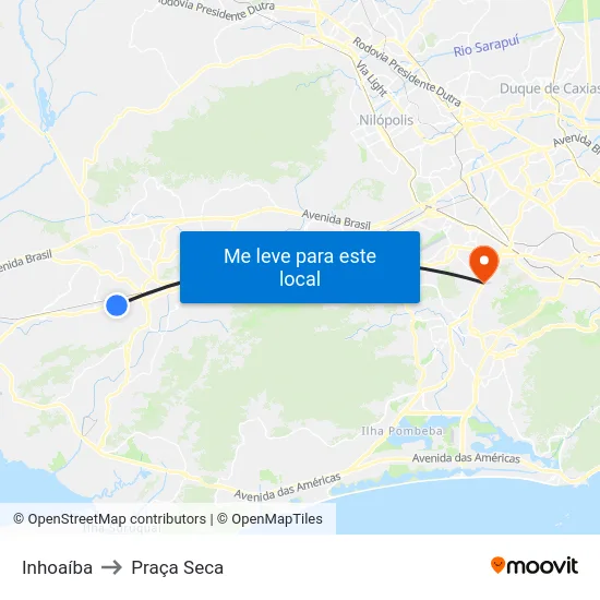 Inhoaíba to Praça Seca map