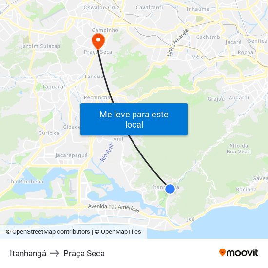 Itanhangá to Praça Seca map