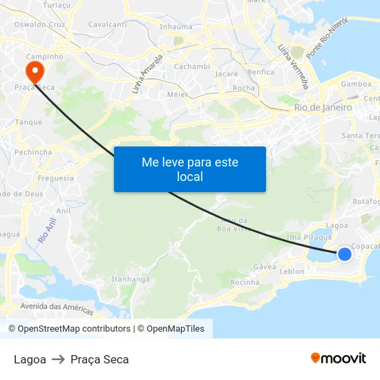 Lagoa to Praça Seca map