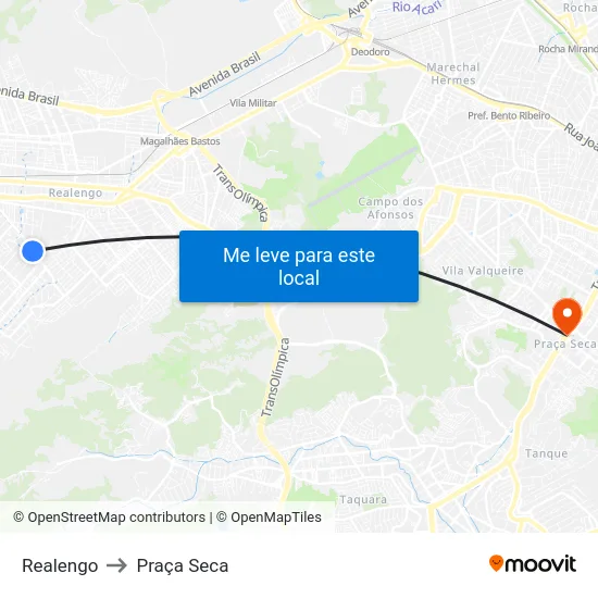 Realengo to Praça Seca map