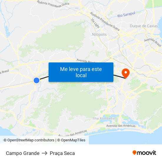 Campo Grande to Praça Seca map