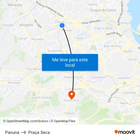 Pavuna to Praça Seca map