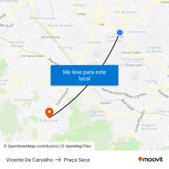Vicente De Carvalho to Praça Seca map