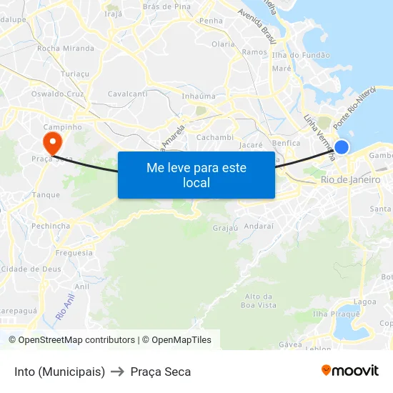Into (Municipais) to Praça Seca map