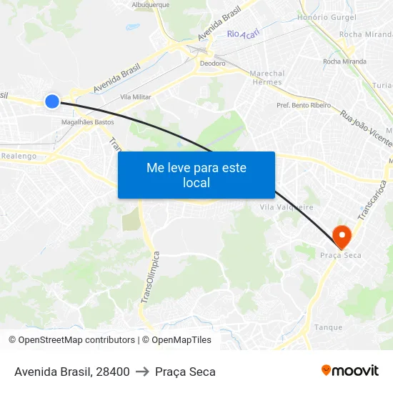 Avenida Brasil, 28400 to Praça Seca map