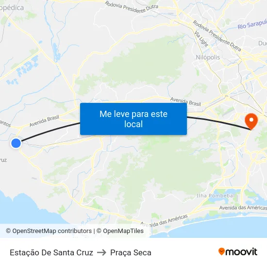 Estação De Santa Cruz to Praça Seca map