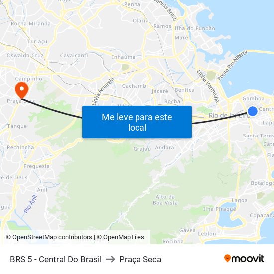 BRS 5 - Central Do Brasil to Praça Seca map