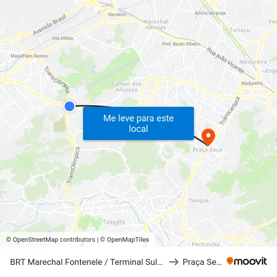 BRT Marechal Fontenele / Terminal Sulacap to Praça Seca map