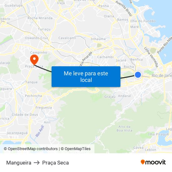 Mangueira to Praça Seca map