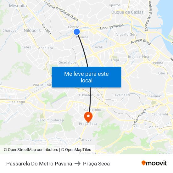 Passarela Do Metrô Pavuna to Praça Seca map