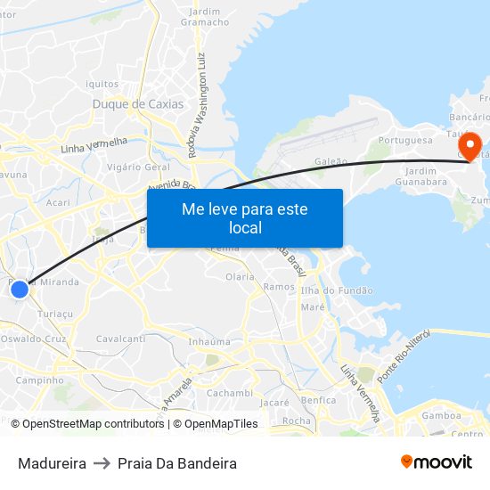 Madureira to Praia Da Bandeira map