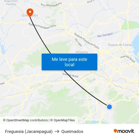 Freguesia (Jacarepaguá) to Queimados map