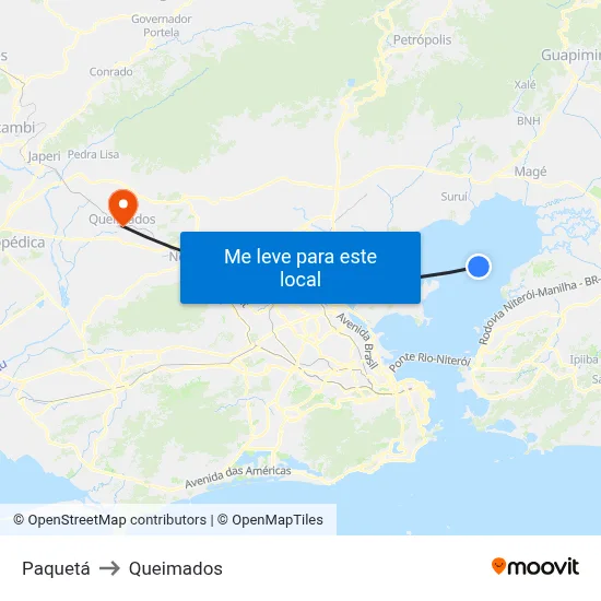 Paquetá to Queimados map