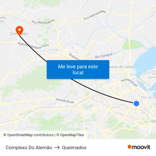 Complexo Do Alemão to Queimados map