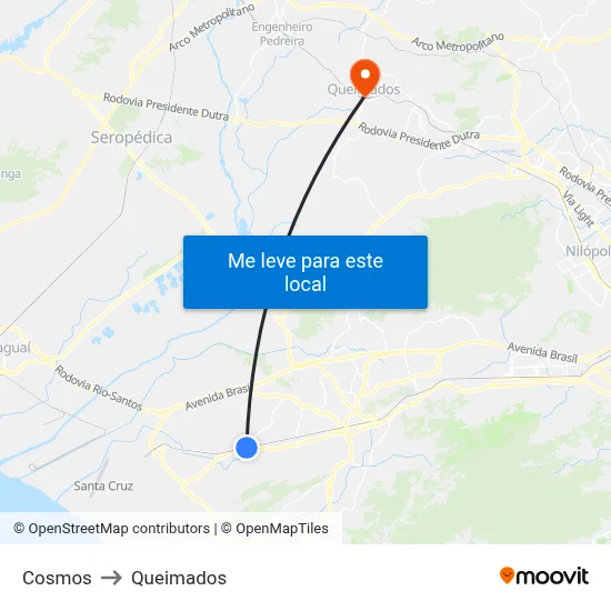 Cosmos to Queimados map