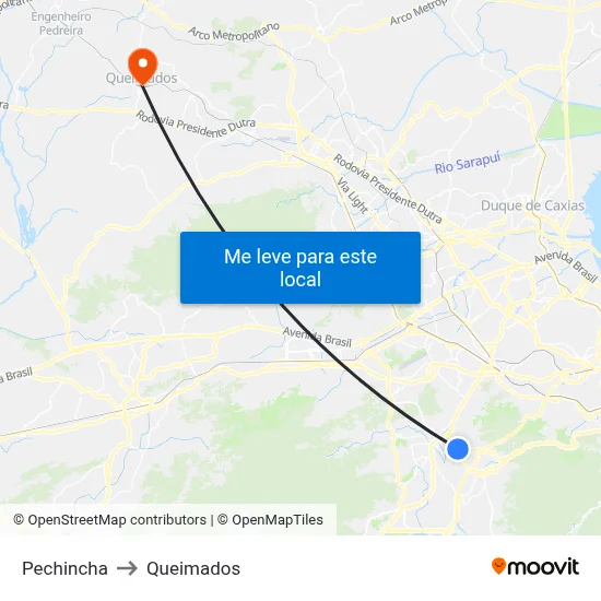 Pechincha to Queimados map