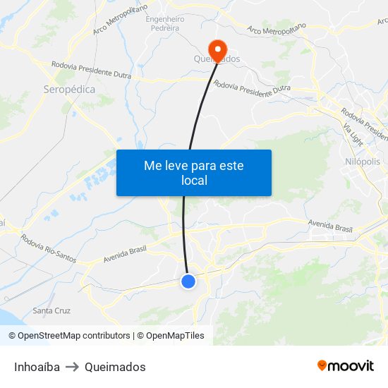 Inhoaíba to Queimados map