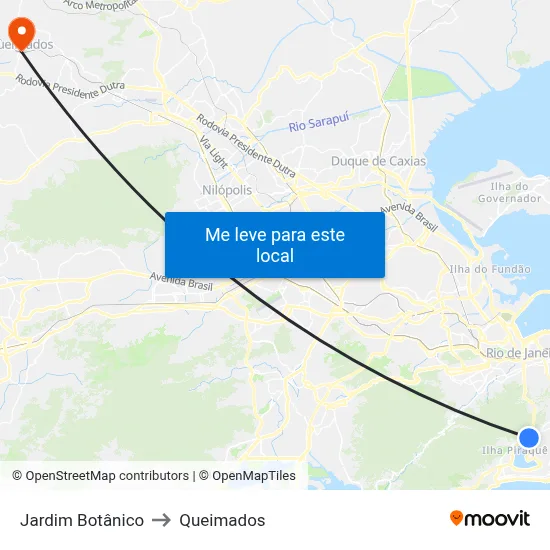 Jardim Botânico to Queimados map