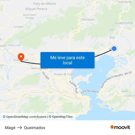 Magé to Queimados map