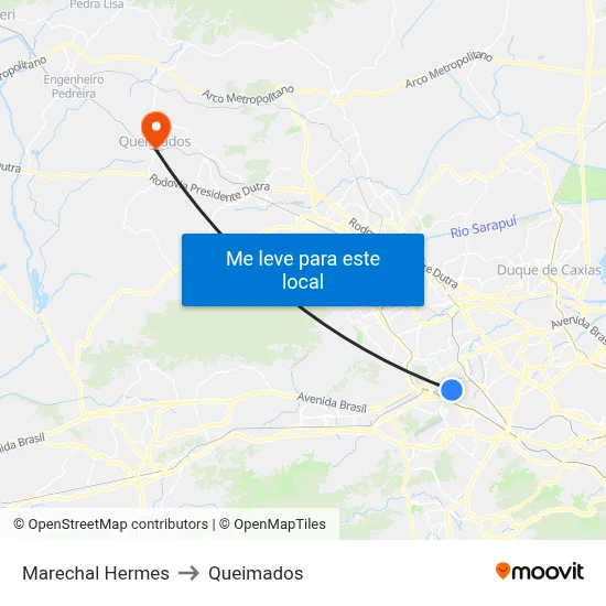 Marechal Hermes to Queimados map