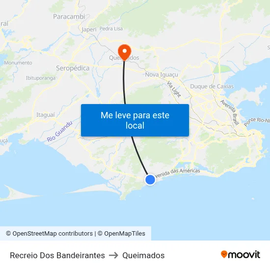 Recreio Dos Bandeirantes to Queimados map
