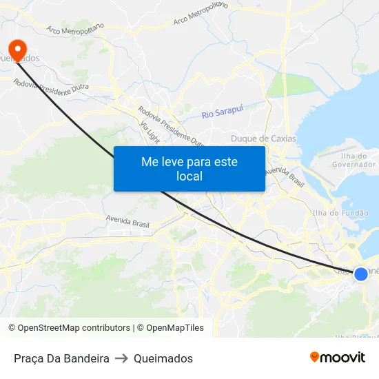 Praça Da Bandeira to Queimados map