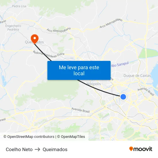 Coelho Neto to Queimados map