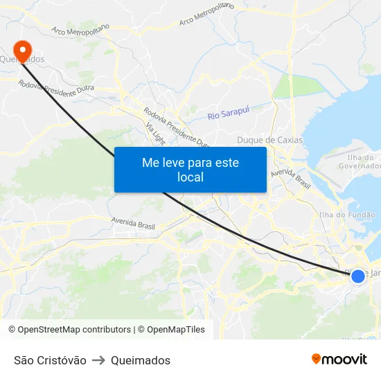 São Cristóvão to Queimados map