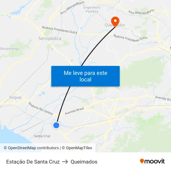 Estação De Santa Cruz to Queimados map