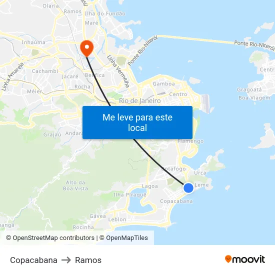 Copacabana to Ramos map