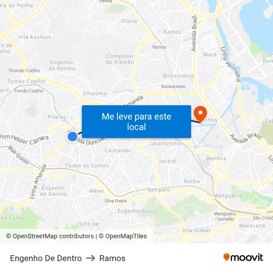 Engenho De Dentro to Ramos map