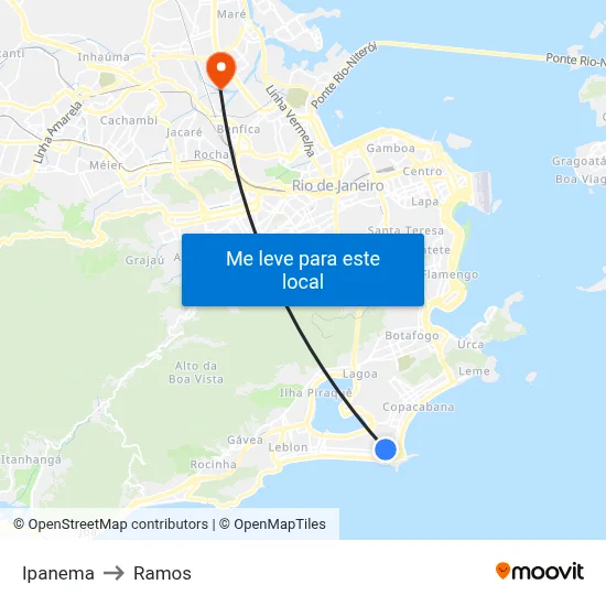 Ipanema to Ramos map