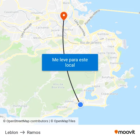 Leblon to Ramos map