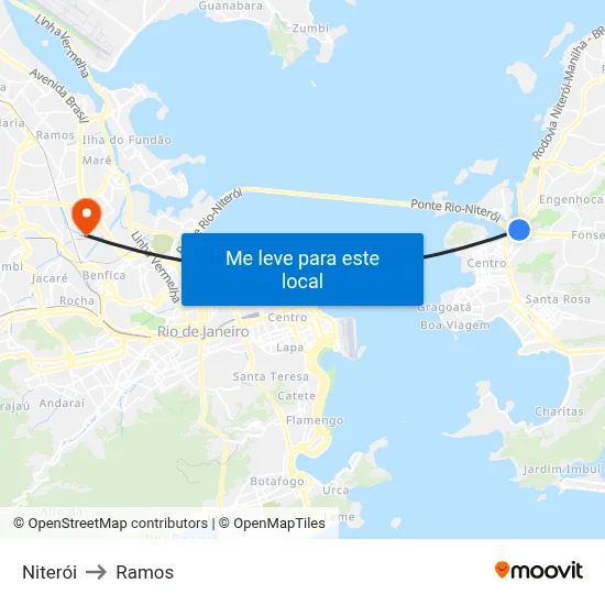 Niterói to Ramos map