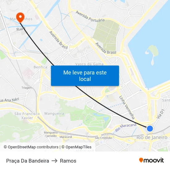 Praça Da Bandeira to Ramos map