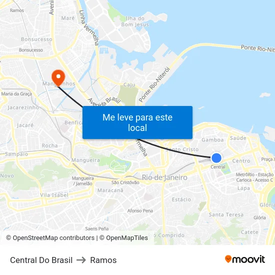 Central Do Brasil to Ramos map