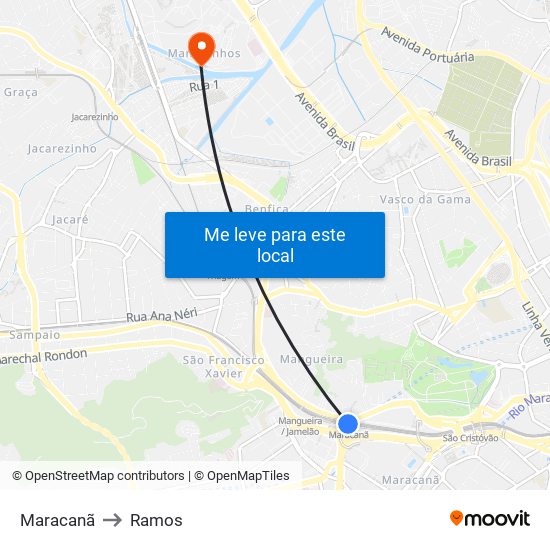 Maracanã to Ramos map