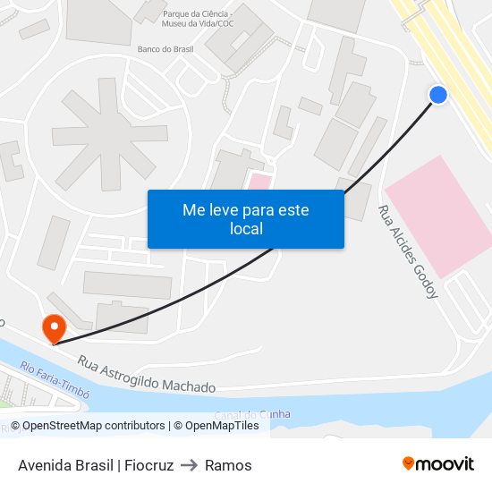 Avenida Brasil | Fiocruz to Ramos map