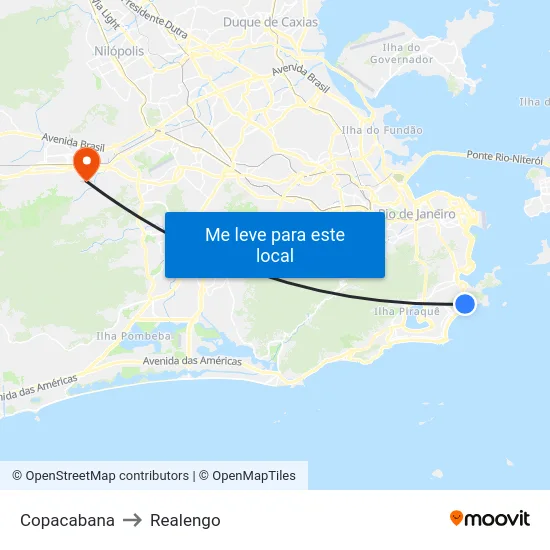 Copacabana to Realengo map