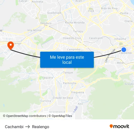 Cachambi to Realengo map