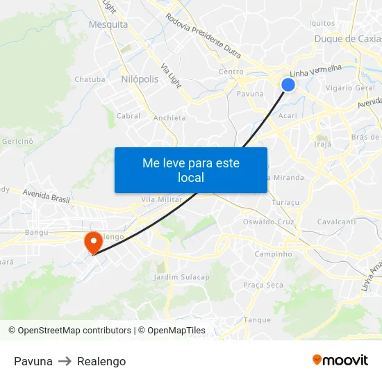 Pavuna to Realengo map