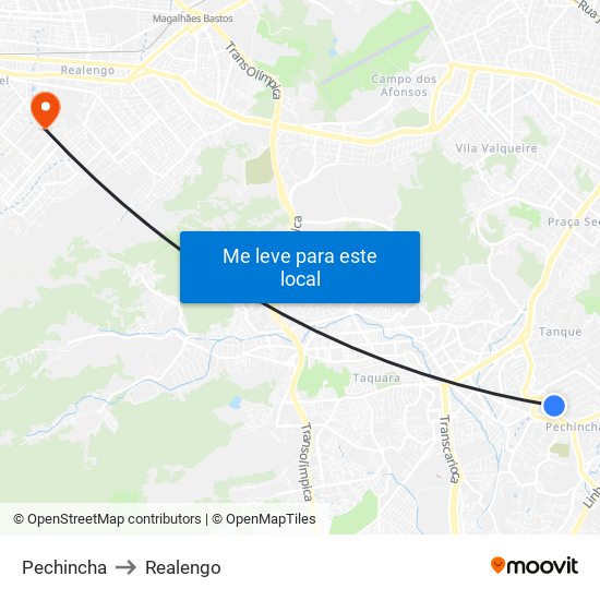 Pechincha to Realengo map