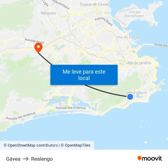 Gávea to Realengo map