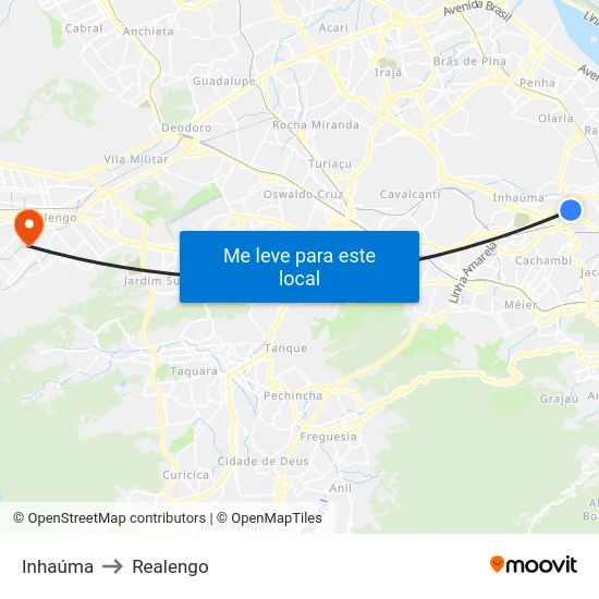 Inhaúma to Realengo map