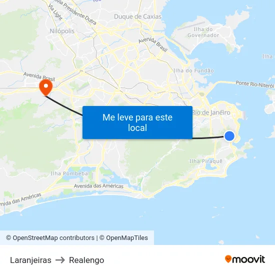 Laranjeiras to Realengo map