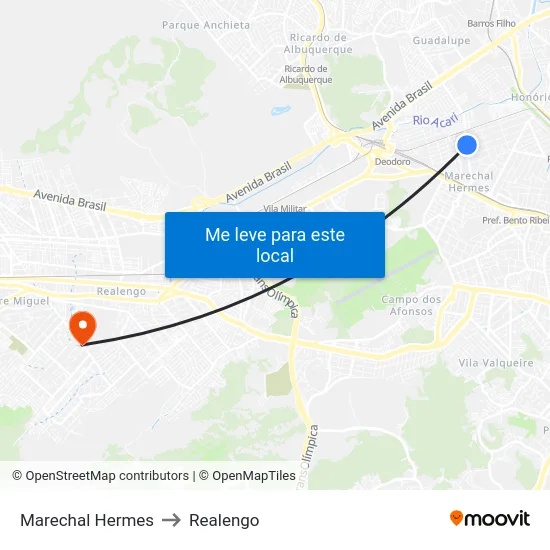Marechal Hermes to Realengo map