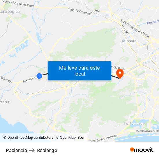 Paciência to Realengo map
